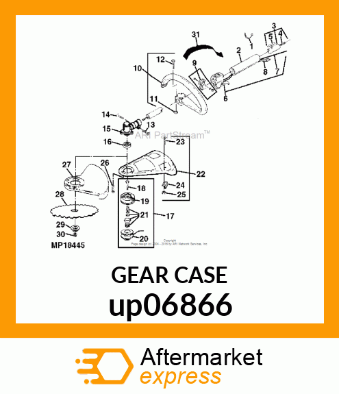 GEAR CASE ASSEMBLY .25"SQ,M8LH, 1" up06866