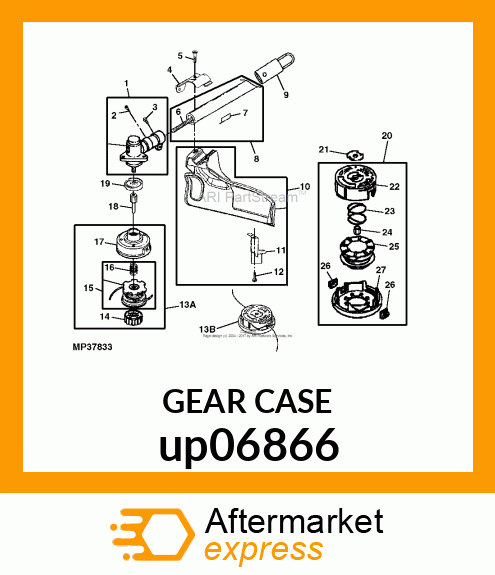 GEAR CASE ASSEMBLY .25"SQ,M8LH, 1" up06866