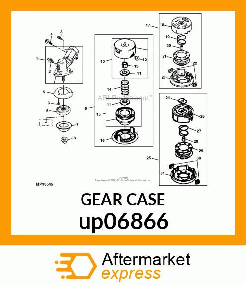 GEAR CASE ASSEMBLY .25"SQ,M8LH, 1" up06866