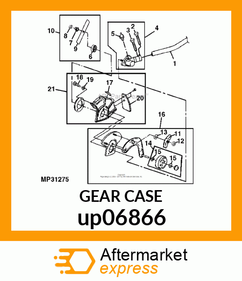 GEAR CASE ASSEMBLY .25"SQ,M8LH, 1" up06866