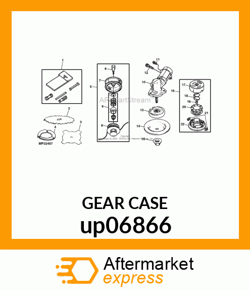 GEAR CASE ASSEMBLY .25"SQ,M8LH, 1" up06866