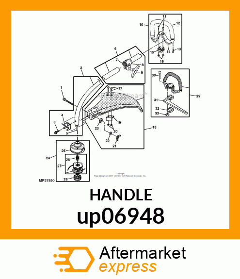 HANDLE, FRONT, 1"/26MM OVERMOLDED, up06948