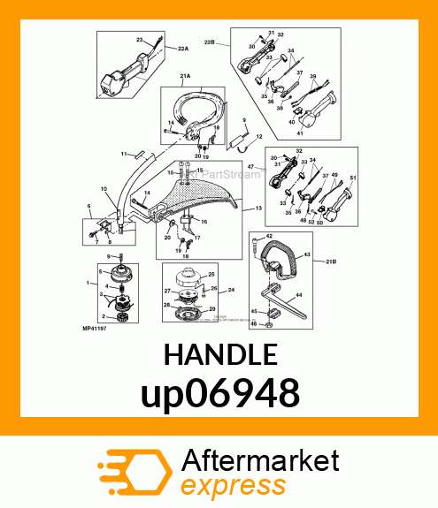 HANDLE, FRONT, 1"/26MM OVERMOLDED, up06948