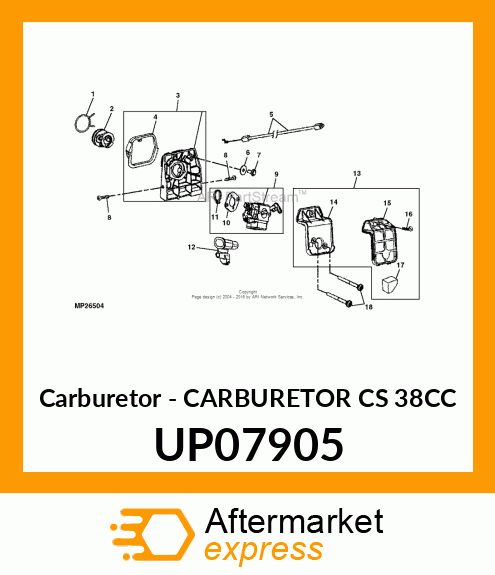 Carburetor - CARBURETOR CS 38CC UP07905