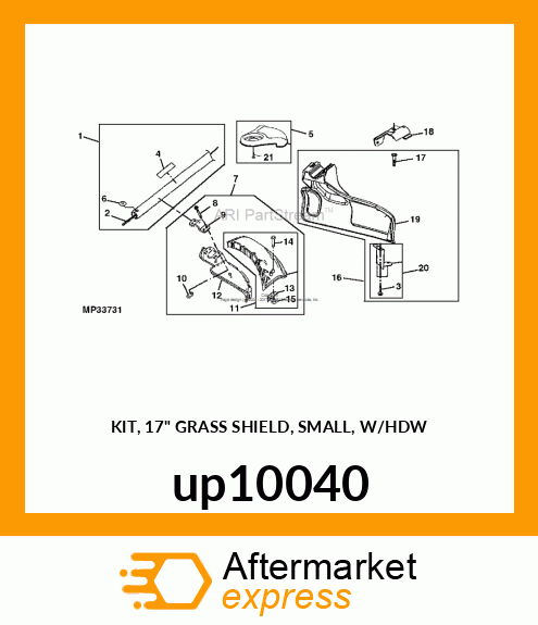 KIT, 17" GRASS SHIELD, SMALL, W/HDW up10040