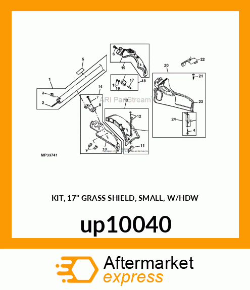 KIT, 17" GRASS SHIELD, SMALL, W/HDW up10040