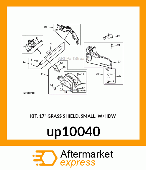KIT, 17" GRASS SHIELD, SMALL, W/HDW up10040
