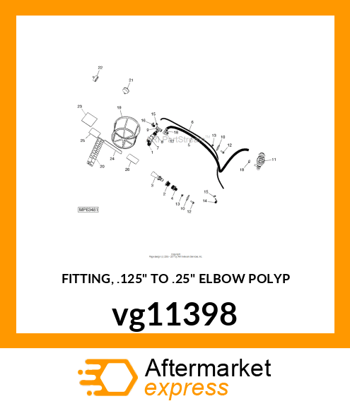 FITTING, .125" TO .25" ELBOW POLYP vg11398