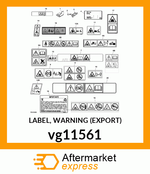 LABEL, WARNING (EXPORT) vg11561