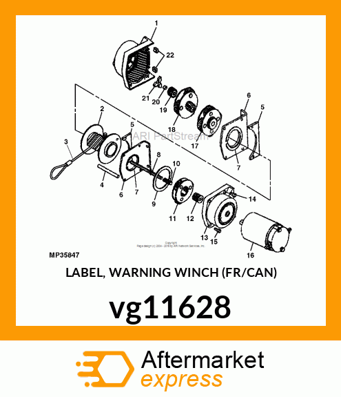 LABEL, WARNING WINCH (FR/CAN) vg11628