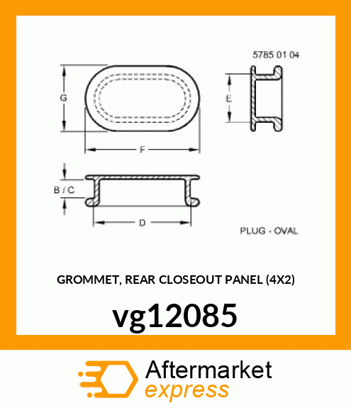 GROMMET, REAR CLOSEOUT PANEL (4X2) vg12085