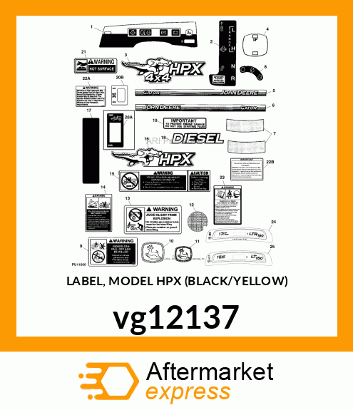 LABEL, MODEL HPX (BLACK/YELLOW) vg12137