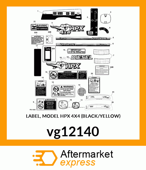 LABEL, MODEL HPX 4X4 (BLACK/YELLOW) vg12140