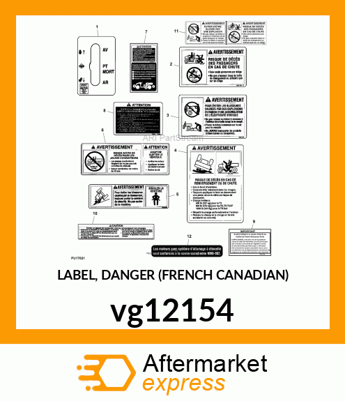 LABEL, DANGER (FRENCH CANADIAN) vg12154
