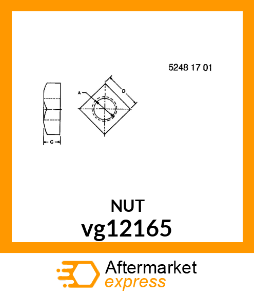 NUT, SQUARE M10 vg12165