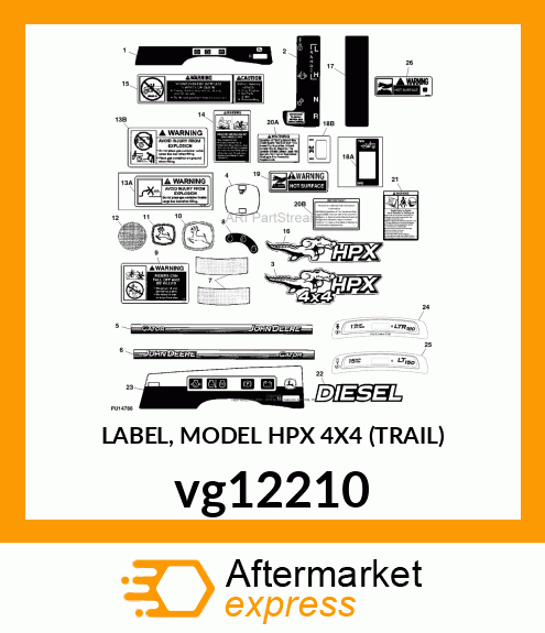 LABEL, MODEL HPX 4X4 (TRAIL) vg12210