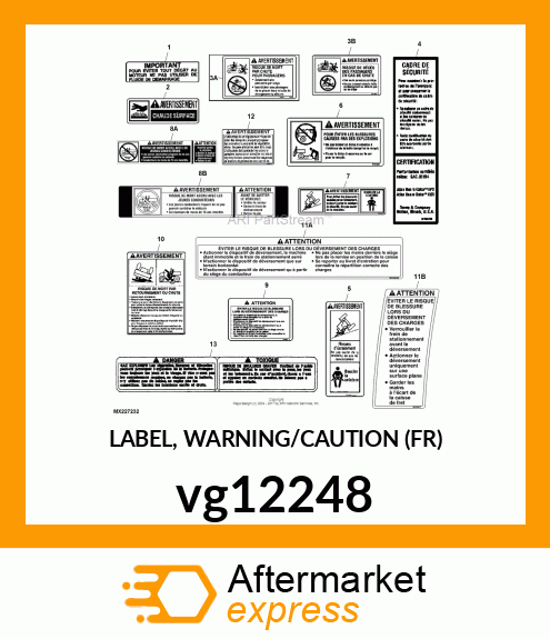 LABEL, WARNING/CAUTION (FR) vg12248