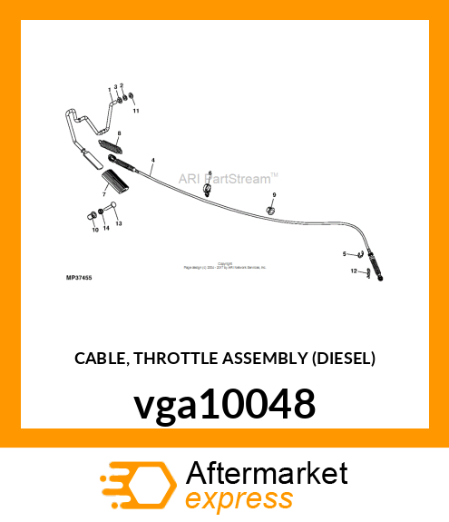 CABLE, THROTTLE ASSEMBLY (DIESEL) vga10048