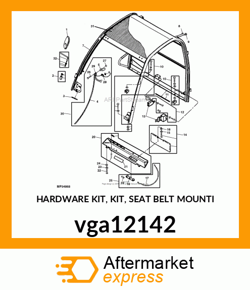 HARDWARE KIT, KIT, SEAT BELT MOUNTI vga12142