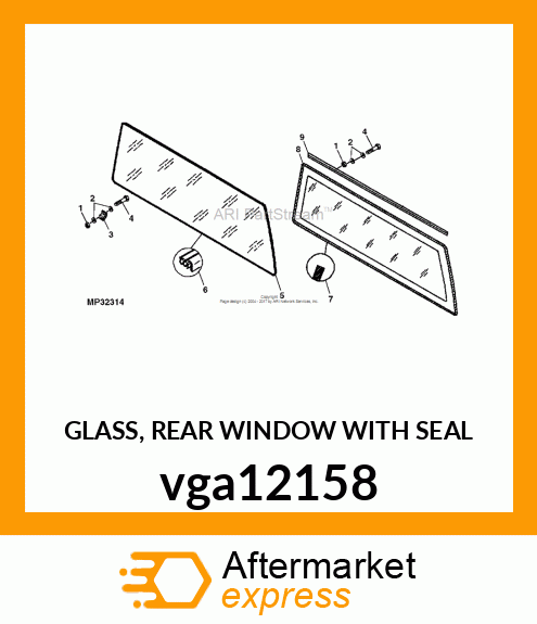GLASS, REAR WINDOW WITH SEAL vga12158