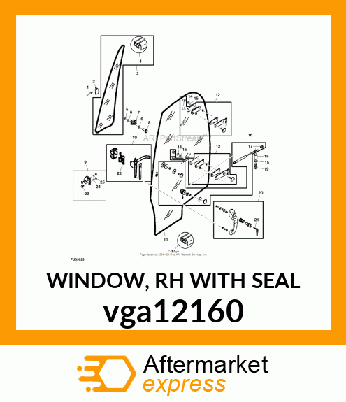 WINDOW, RH WITH SEAL vga12160