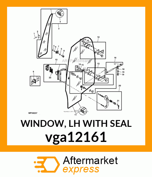 WINDOW, LH WITH SEAL vga12161