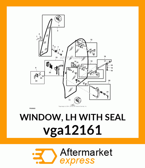 WINDOW, LH WITH SEAL vga12161