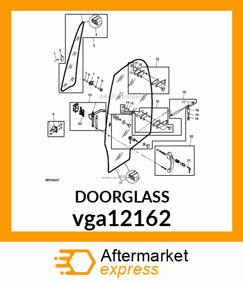 GLASS, RH DOOR WITH SEAL vga12162