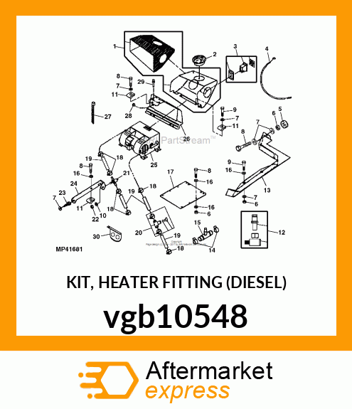 KIT, HEATER FITTING (DIESEL) vgb10548