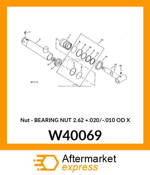 Nut - BEARING NUT 2.62 +.020/-.010 OD X W40069