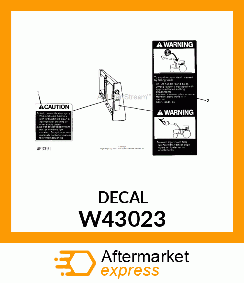 Safety Sign - LABEL, WARNING (ENGLISH) W43023