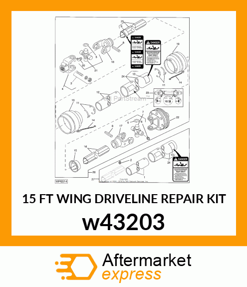 15 FT WING DRIVELINE REPAIR KIT w43203