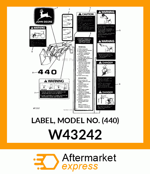 LABEL, MODEL NO. (440) W43242