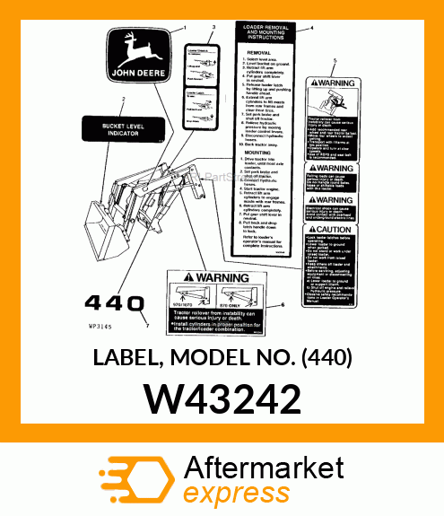 LABEL, MODEL NO. (440) W43242