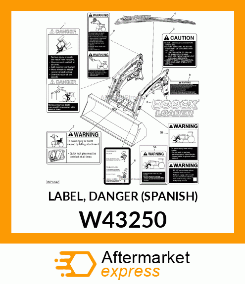 LABEL, DANGER (SPANISH) W43250
