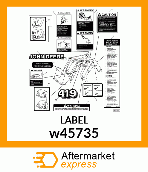 LABEL, BUCKET LATCH INSTRUCTION w45735