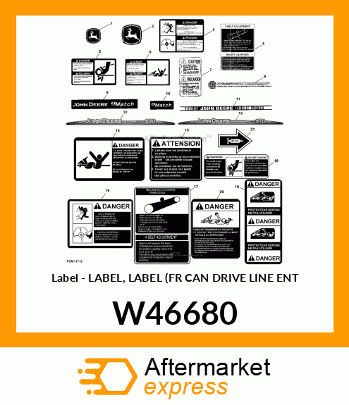 LABEL, LABEL FR CAN DRIVE LINE ENT W46680