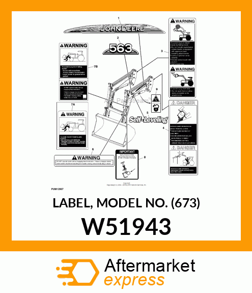 LABEL, MODEL NO. (673) W51943