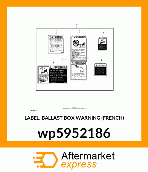 LABEL, BALLAST BOX WARNING (FRENCH) wp5952186