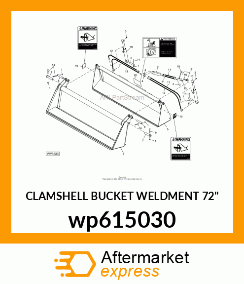 CLAMSHELL BUCKET WELDMENT 72" wp615030