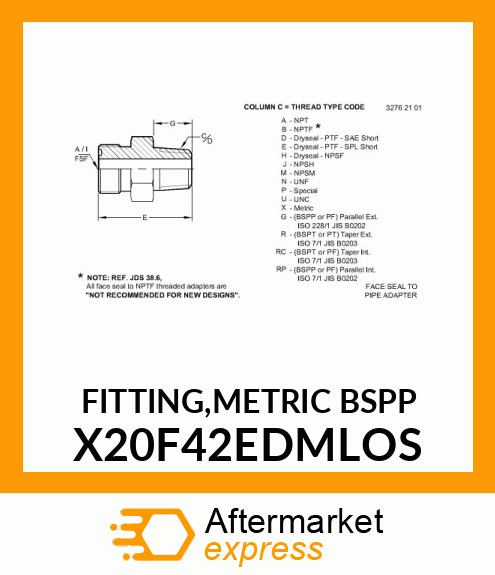 FITTING,METRIC BSPP X20F42EDMLOS