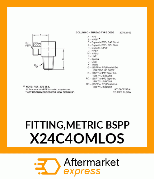 FITTING,METRIC BSPP X24C4OMLOS