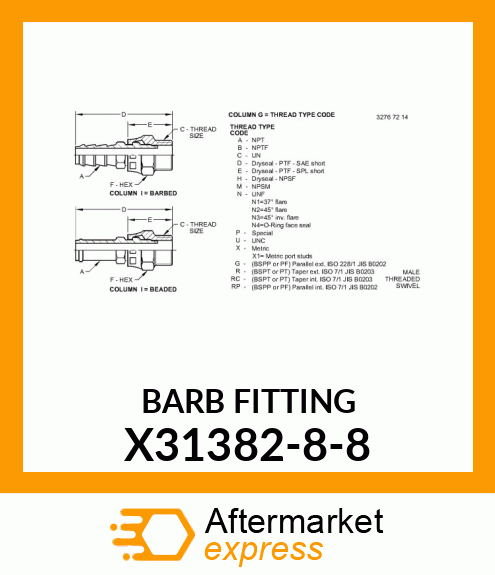 BARB_FITTING X31382-8-8