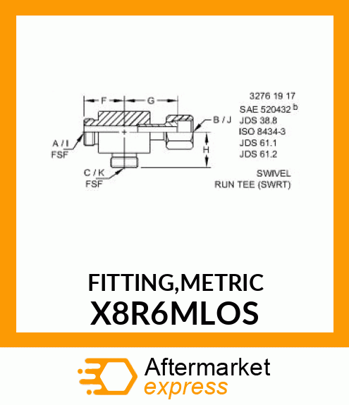 FITTING,METRIC X8R6MLOS