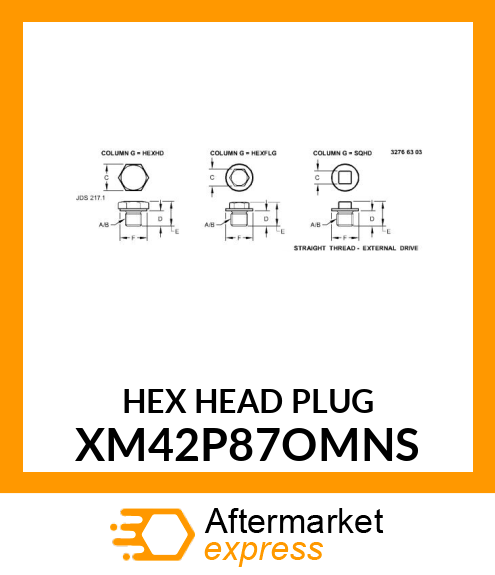 HEX HEAD PLUG XM42P87OMNS