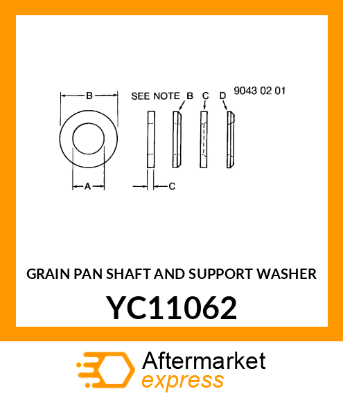 GRAIN PAN SHAFT AND SUPPORT WASHER YC11062