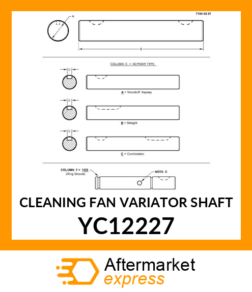 CLEANING FAN VARIATOR SHAFT YC12227