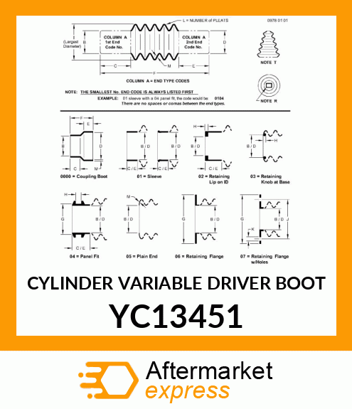 CYLINDER VARIABLE DRIVER BOOT YC13451