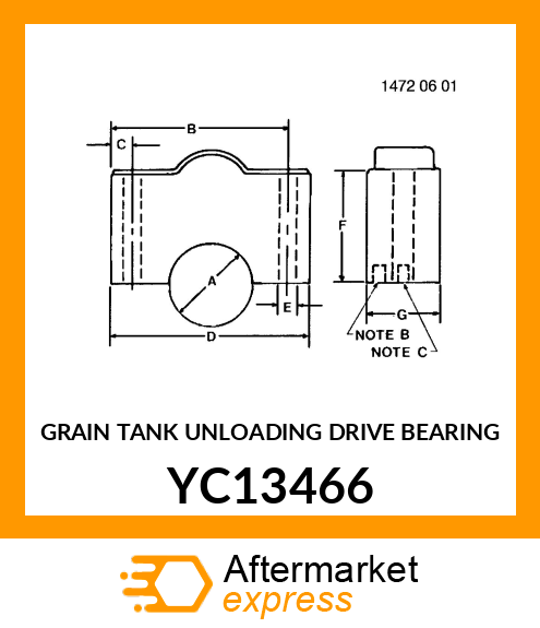 GRAIN TANK UNLOADING DRIVE BEARING YC13466