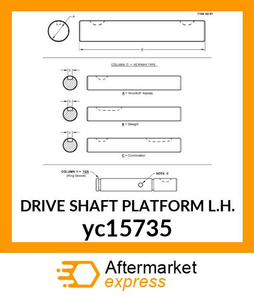 DRIVE SHAFT PLATFORM L.H. yc15735